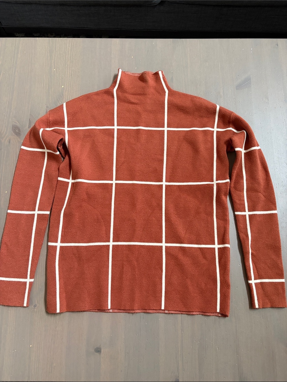 Cynthia Rowley Rust Windowpane Turtleneck Sweater Size XS